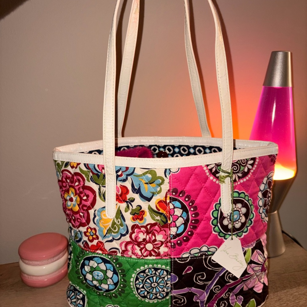 Vera Bradley Pink Multi-Color Patchwork Quilted Tote